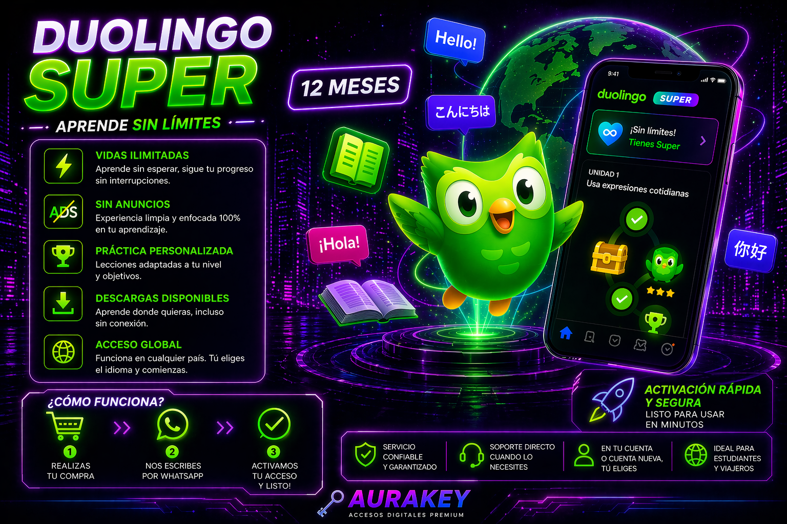 Duolingo Super individual 12 meses