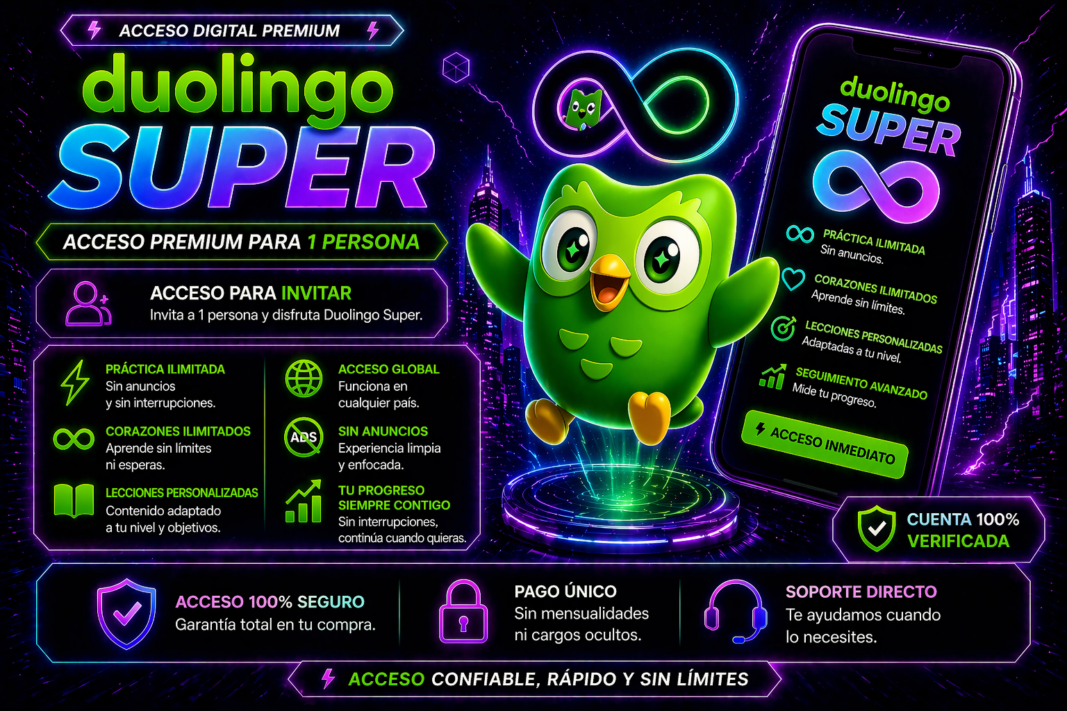 🔥Cupo Duolingo Super 12 meses🔥