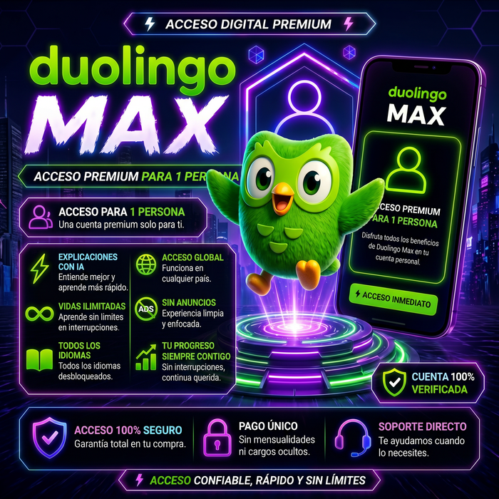 DUOLINGO MAX PREMIUM – 12 MESES